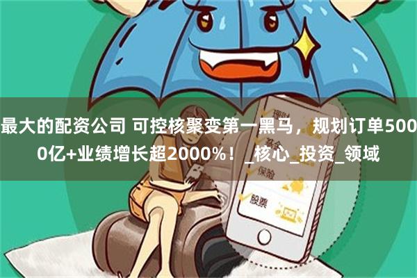 最大的配资公司 可控核聚变第一黑马，规划订单5000亿+业绩增长超2000%！_核心_投资_领域